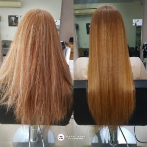החלקת שיער קראטין במספרת אורטל אדרי